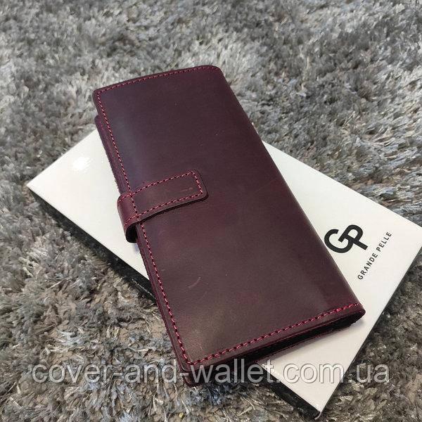 Винтажный кожаный кошелек купюрник ручной работы (коричневый) Grande Pelle Anet Бордовый Киев - изображение 5