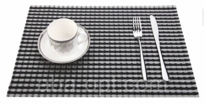 Килимок для сервірування столу чорне срібло плетінка 45 х 30 см Том ( шт ) Одеса - фото 1