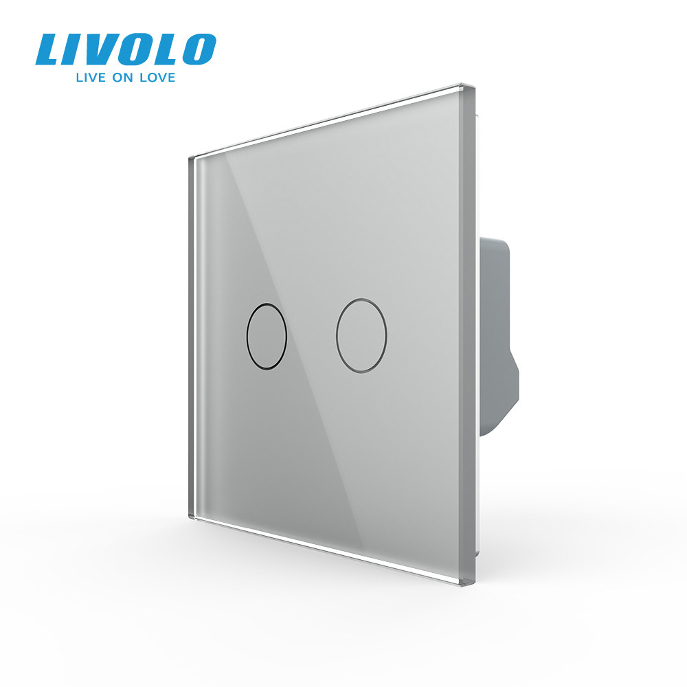LIVOLO Сенсорний вимикач LIVOLO, 2-сенсорний, сірий скляний, 5А 230В, без нейтралі (VL-C7FC2-2I Коломыя - изображение 1