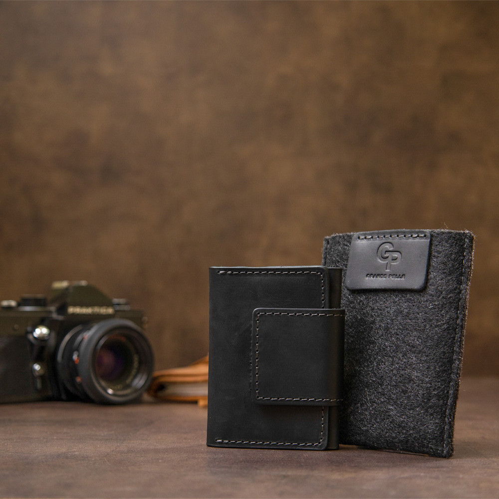 Кожаная визитница GRANDE PELLE 11496 Черный Киев - изображение 1