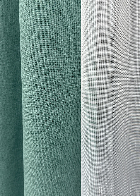 Комплект штор VR-Textil 100% блекаут ASHEN NIGHT 200х270 2шт і Тюль 600х270 1849ш-1153т бірюзовий з білим 71-090/7 Київ - фото 5