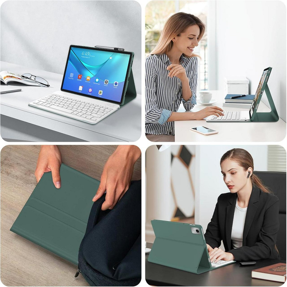 Чехол с Bluetooth клавиатурой для Lenovo Tab M11 11” 2024 TB330XU TB330FU беспроводная магнитная AZERTY зеленый Киев - изображение 7