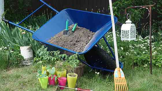 Тачка садовая Garden joys 110/220л Синий Тачка одноколесная садовая Тачка огородная Тачка для песка Белая Церковь