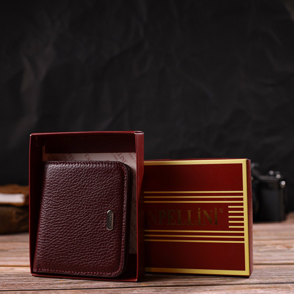 Идеальный женский кошелек небольшого размера из натуральной кожи флотар CANPELLINI 21802 Бордовый Киев - изображение 10