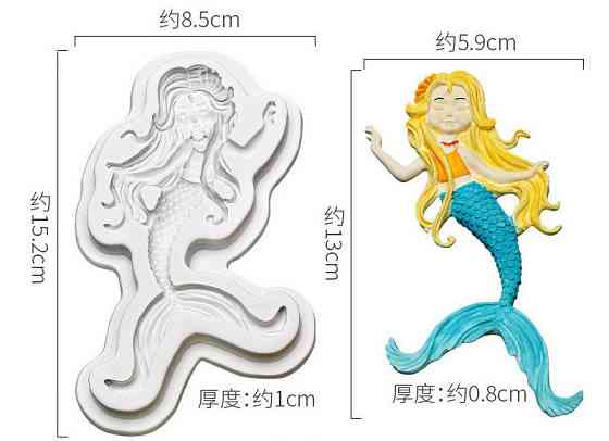 Молд силиконовый Русалка 152 на 85 мм серый Киев