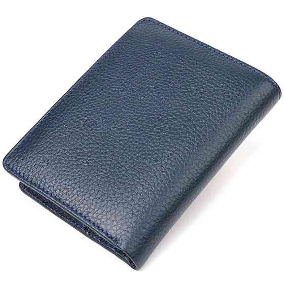 Цікавий вертикальний гаманець із натуральної шкіри Синій (CANPELLINI) Київ