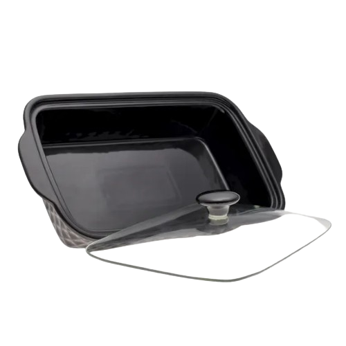 Марміт прямокутний 2л 36см кераміка скляна кришка + метал.підставка чорний 6421 KAMILLE Житомир - изображение 6