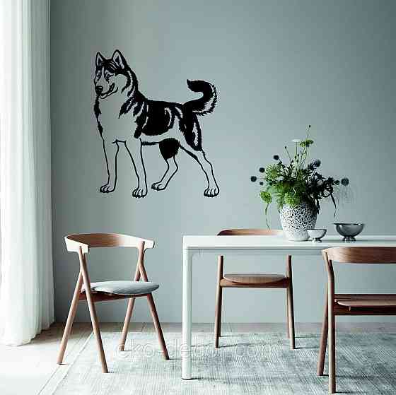 Декоративне настінне Панно «Хаска», Декор на стіну 90*76 см, Чорний Київ