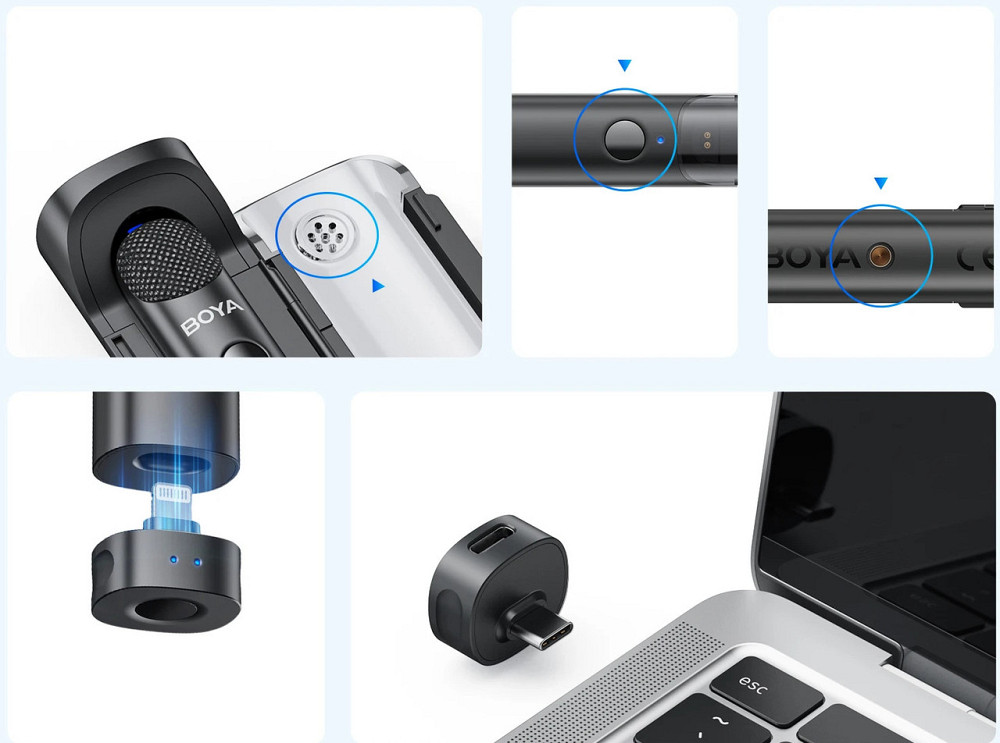 Мікрофон 3в1 петличний настільний ручний Type-C Boya Magic 05 Київ - фото 7