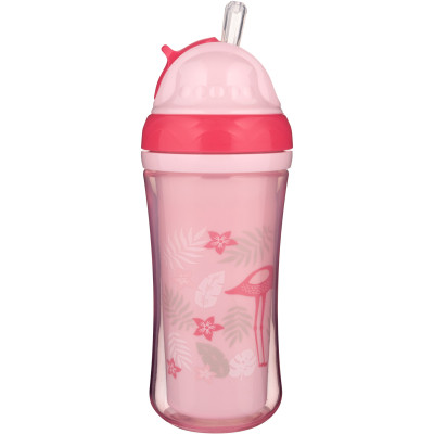 Поильник-непроливайка Canpol babies Фламинго двойная стенка с силиконовой трубочкой 260 мл (74/050) Винница - изображение 1