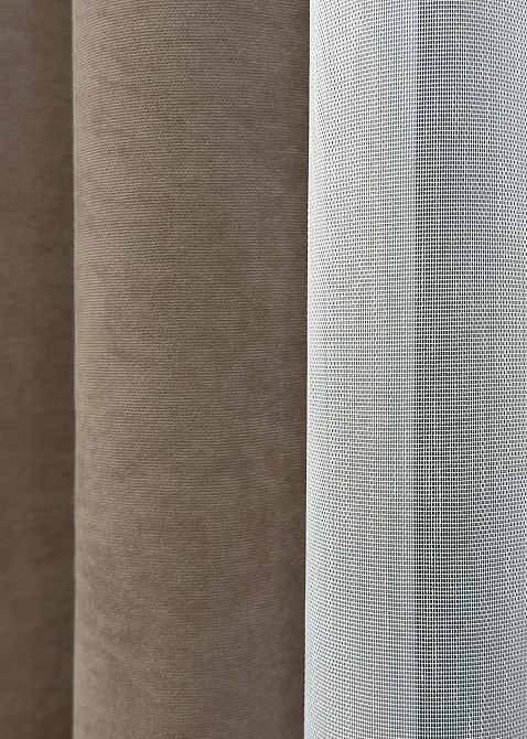 Комплект штор VR-Textil Микровелюр Petek 150х270 2шт и Тюль 400х270 1701ш-1153т Капучино с белым 71-055/3 Киев - изображение 14