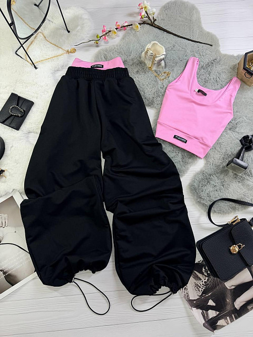 Жіночий стильний повсякденний костюм двоїнка та еластичний мікродайвінг Рожевий, 46/48 Одеса - фото 3