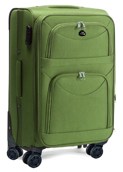 Чемодан WINGS 6802 средний на 4-х колесах тканевый 66 см оливковый Киев - изображение 1