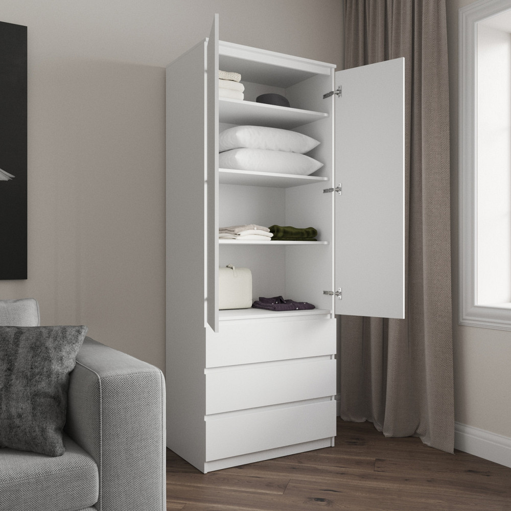 Шафа для одягу VAYS R-16 Дуб Сонома, 3 шухляди, полиці, без ручок, ЛДСП, 80×50×211 см – для спальні, вітальні, передпокоюа Львів - фото 2