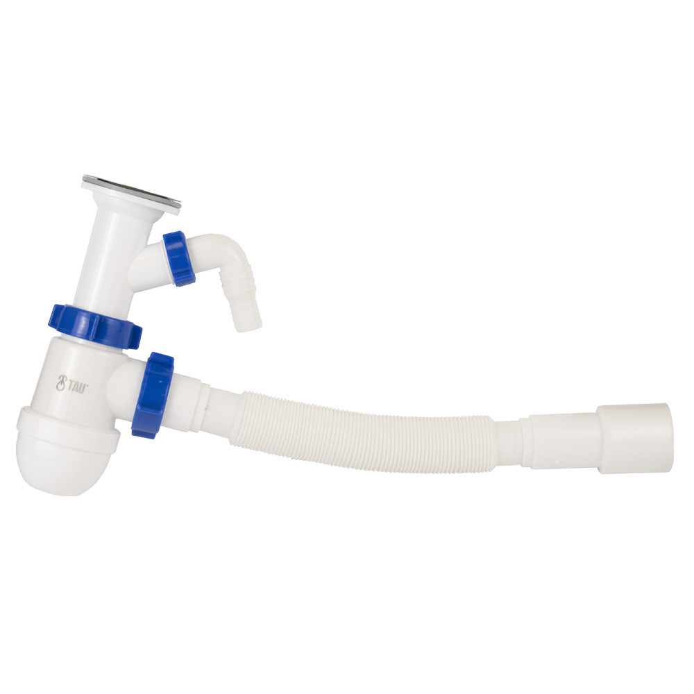 TAU Сифон для раковины с выпуском из нерж. стали выводом под стир. машину и гибким отводом 1½"× Киев - изображение 8