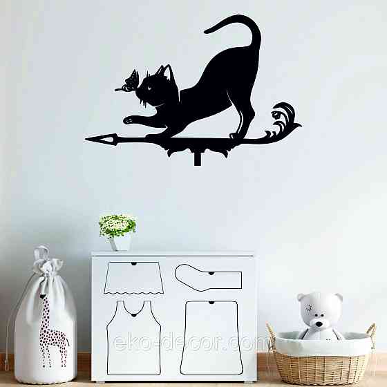 Декоративное настенное Панно «Кот» Декор на стену 90*62 см, Черный Киев