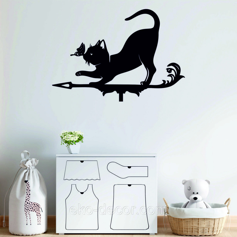 Декоративное настенное Панно «Кот» Декор на стену 90*62 см, Черный Киев - изображение 2