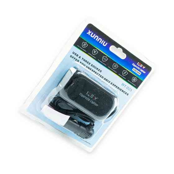 Разветвитель прикур. 3 вых. 10А, 120Вт, 2 USB 2.1А, провод 1,20м, Евро Мукачево