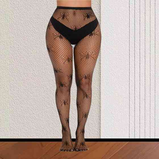 Колготки в сітку з павуками жіночі one size чорний Київ