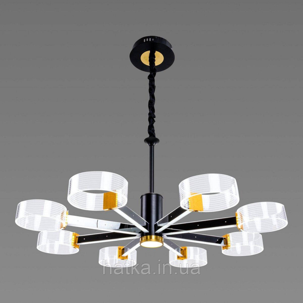 Світлодіодна акрилова люстра Sirius N 3705-8 BLACK+GD Київ - фото 5