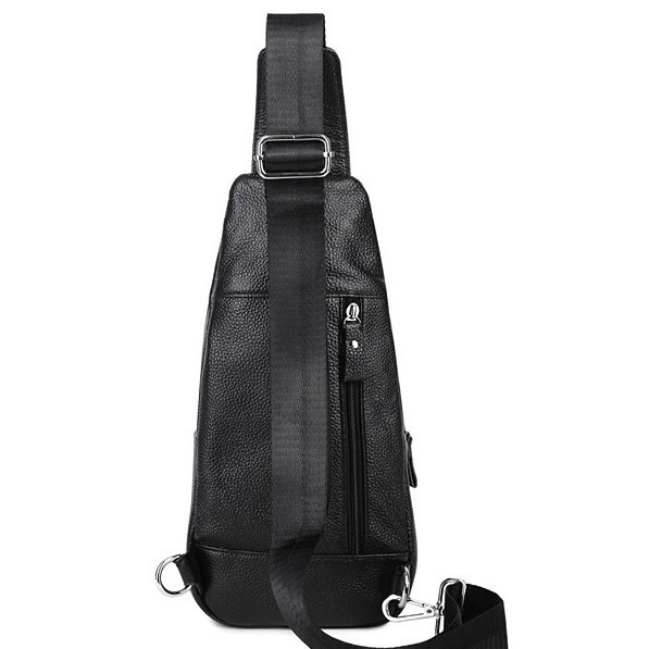 Мужская кожаная сумка-слинг 17х32х7, бананка для роботы и офиса TIDING BAG - MK-96303 черная Киев - изображение 8