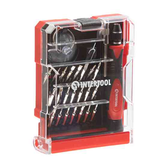Викрутка прецизійна з комплектом насадок, 29 од., Cr-V INTERTOOL VT-3336 Київ