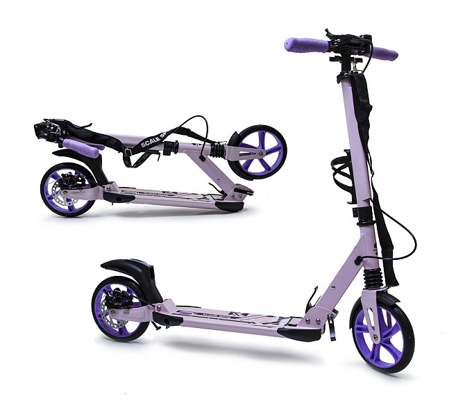 Детский самокат Scale Sports SS-04 + звоночек + ремень + подстаканник. Дисковый тормоз. Лиловый Одесса - изображение 1