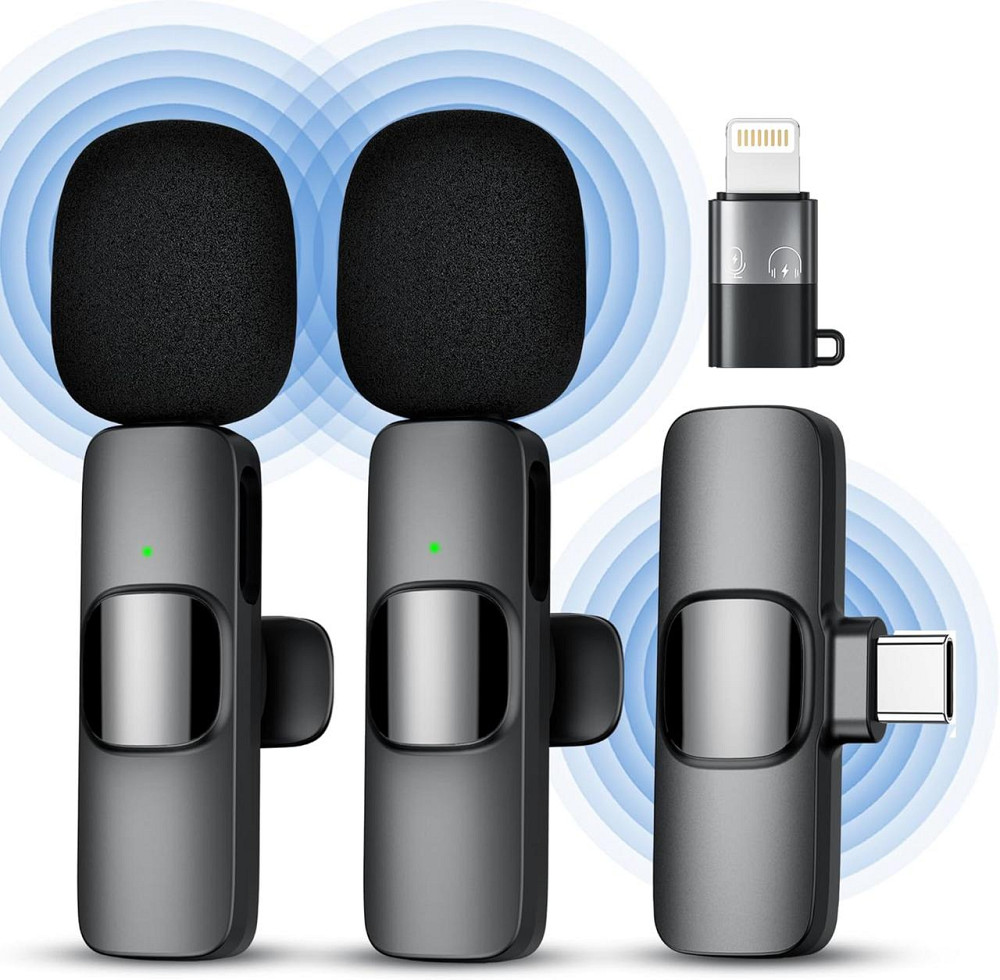 Комплект беспроводных петличных микрофонов Qhot, 2 шт., для iPhone Lightning и Android USB-C, Plug & Play, шумоподавление Киев - изображение 9