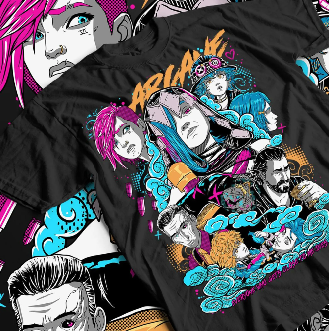 Футболка для мальчика аниме Джинкс Аркане Джапанесе Аниме оверсайз (рост от 165 до 180 ) Черний AnimeJ0674m Днепр - изображение 1
