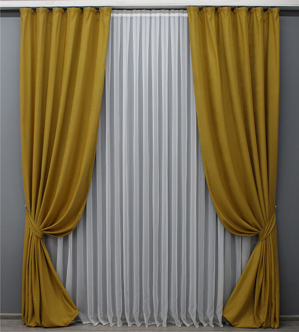 Шторная ткань нубук однотонный, Турция, цвет темно-золотистый 1521ш Киев - изображение 7