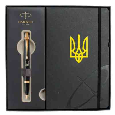 Ручка кулькова Parker IM 17 UKRAINE Black GT BP Тризуб + блокнот Parker + подар.упаковка GIFT24 (22032b24_T001y) Вінниця