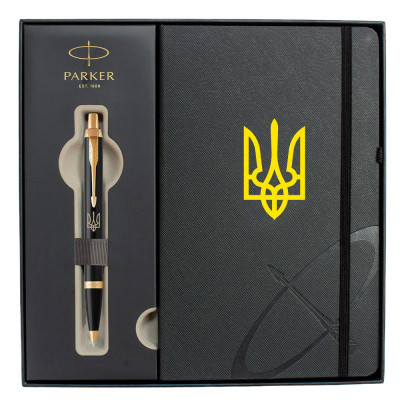 Ручка кулькова Parker IM 17 UKRAINE Black GT BP Тризуб + блокнот Parker + подар.упаковка GIFT24 (22032b24_T001y) Вінниця - фото 2