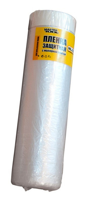 MASTERTOOL Плівка захисна з малярською стрічкою MASTERTOOL 1400 мм 20 м 79-9001 Київ - фото 1