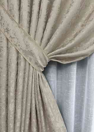 Комплект готовых штор VR-Textil Лен мрамор Pavliani ХО № 1272ш Теплый бежевый 200х280 см 2 шт (32-321) Киев