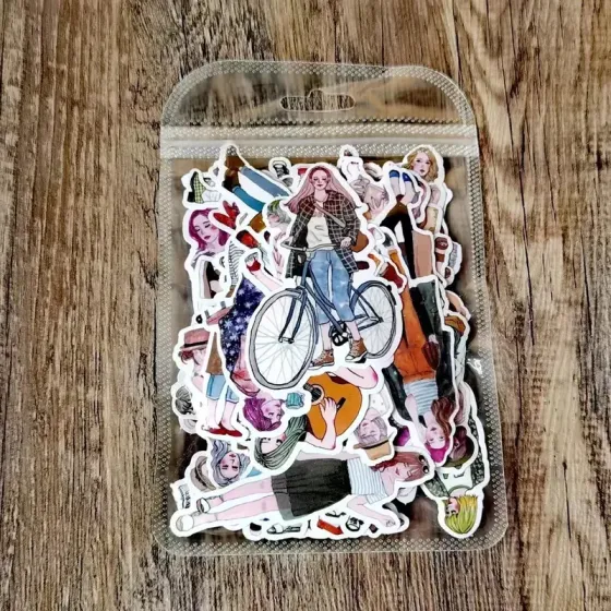 Набор стикеров модные девушки 50 шт – стильные наклейки для скрапбукинга, дневника, ноутбука и телефона Киев