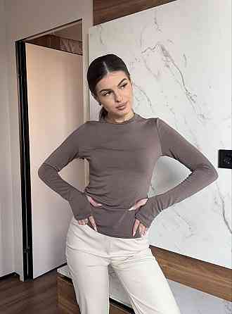 Женский утепленный базовый лонгслив турецкая вискоза с начесом Мокко, 46/48 Одесса