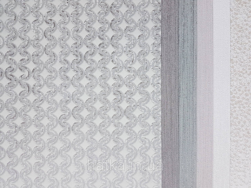 Обои метровые виниловые на флизелине Marburg Villa Romana геометрия полоски завитки бело серебристые на сером Киев - изображение 3