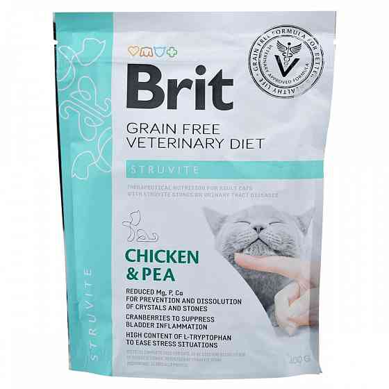 Сухий корм Brit GF VetDiet Cat Struvite для котів, при сечокам'яній хворобі, з куркою та горохом, 400 г Вінниця