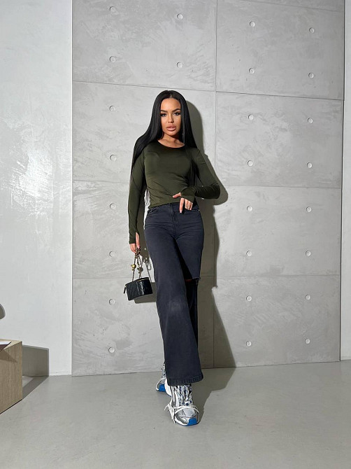 Жіночий базовий лонгслів із мікродайвінгу Хакі Одеса - фото 4