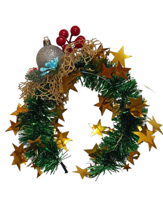 Обруч декор для волос новогодний с мишуры с игрушкой one size разноцветный ручная работа серебристый Киев