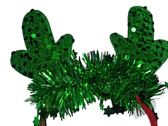 Новогодний обруч Рожки с пайетками на голову one size зелёный Киев