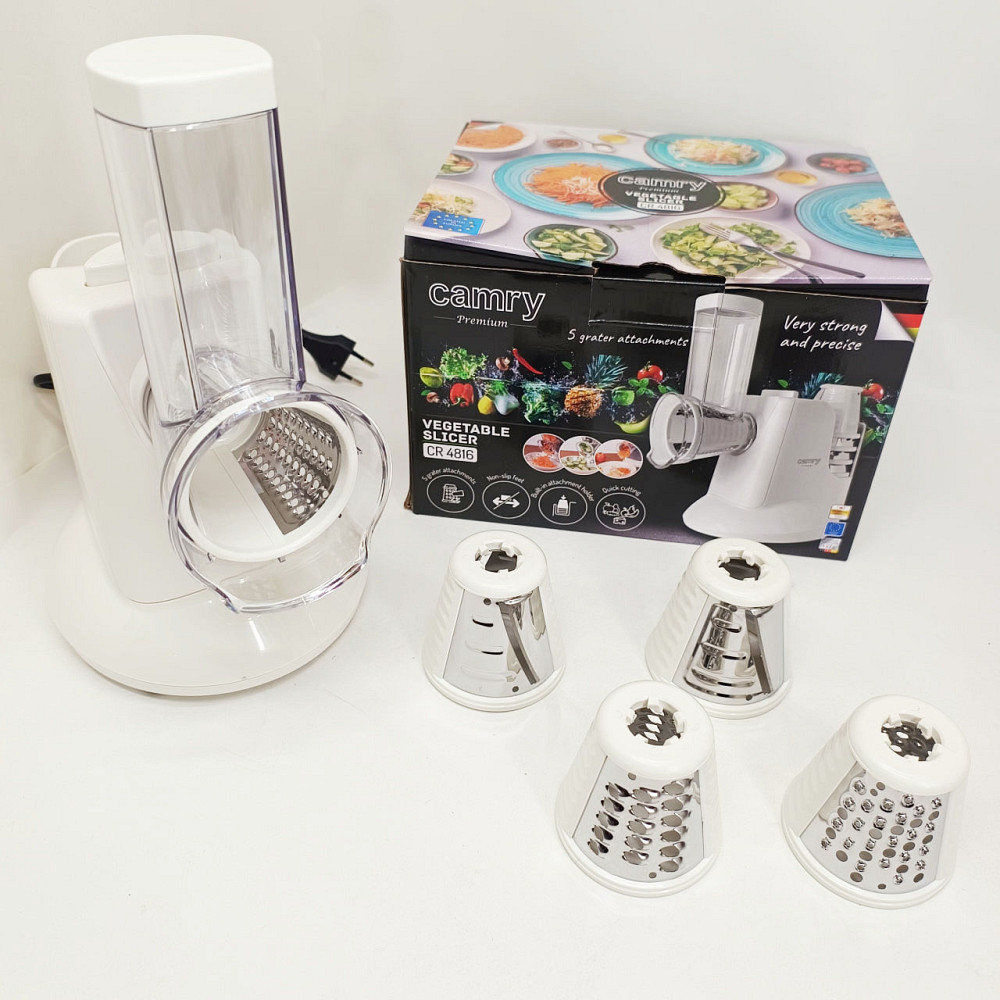 Електрична овочерізка Camry CR 4816 150Вт з 5 змінними насадками для швидкого овочів XZ-89 Львів - фото 11