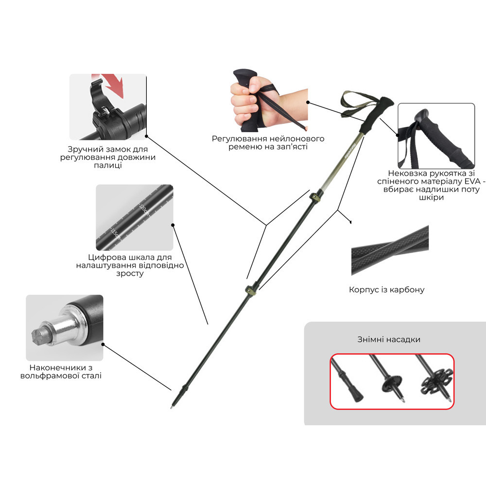 Трекінгова палиця Naturehike CNK2300DS010, 100 см, жовта Рівне - фото 8