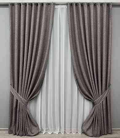 Комплект готовых штор VR-Textil Лен ELEMENTA № 1868ш Серый 200х290см 2 шт (32-184) Киев