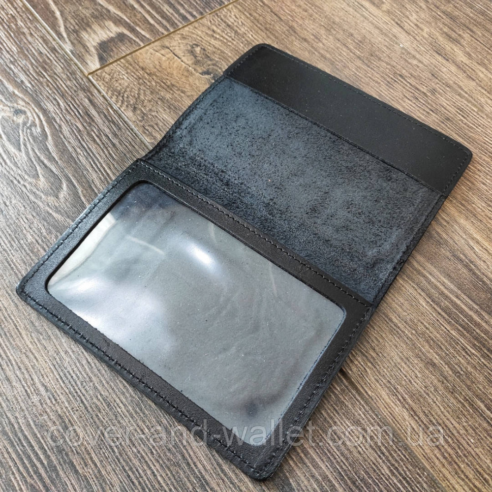 Шкіряна обкладинка на військовий квиток чорного кольору Київ - фото 10