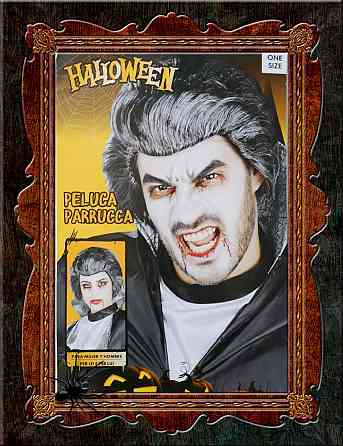 Перука на Хелловін чорне волосся з сивими пасмами оne size Київ