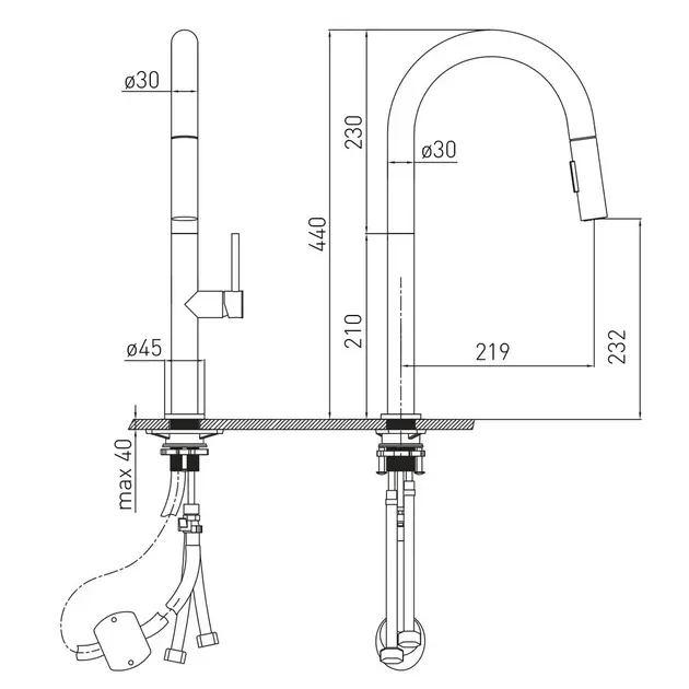 Смеситель для кухни с выдвижным изливом VOLLE BRAVO pistola gris, графит Киев - изображение 2