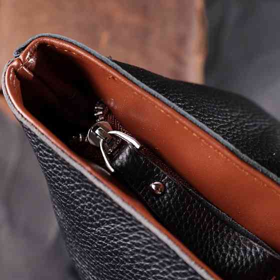 Вместительная сумка для женщин из натуральной кожи Vintage 22281 Черная Киев