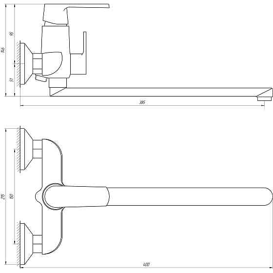 Змішувач для ванни Globus Lux Laguna GLA-0208-10-BB Луцк