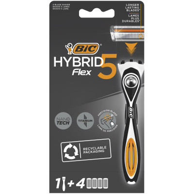 Бритва Bic Flex 5 Hybrid с 4 сменными картриджами (3086123644984) Винница - изображение 1